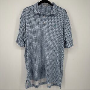 Peter Millar Summer Comfort Polo L Blue Skull Print Golf Shirt Streamsong Black